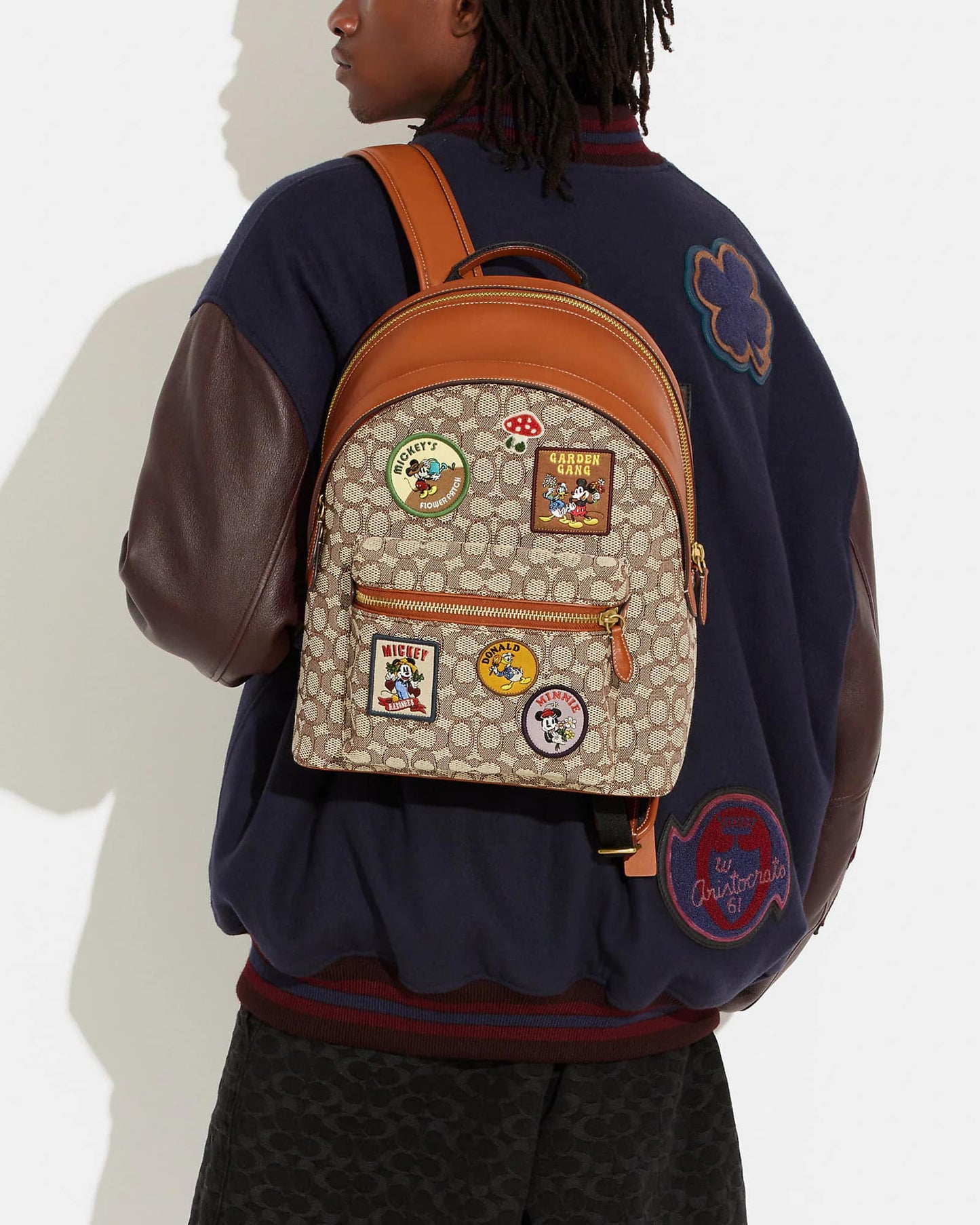 Disney X Coach Charter Backpack in Signature Textile Jacquard with Patches