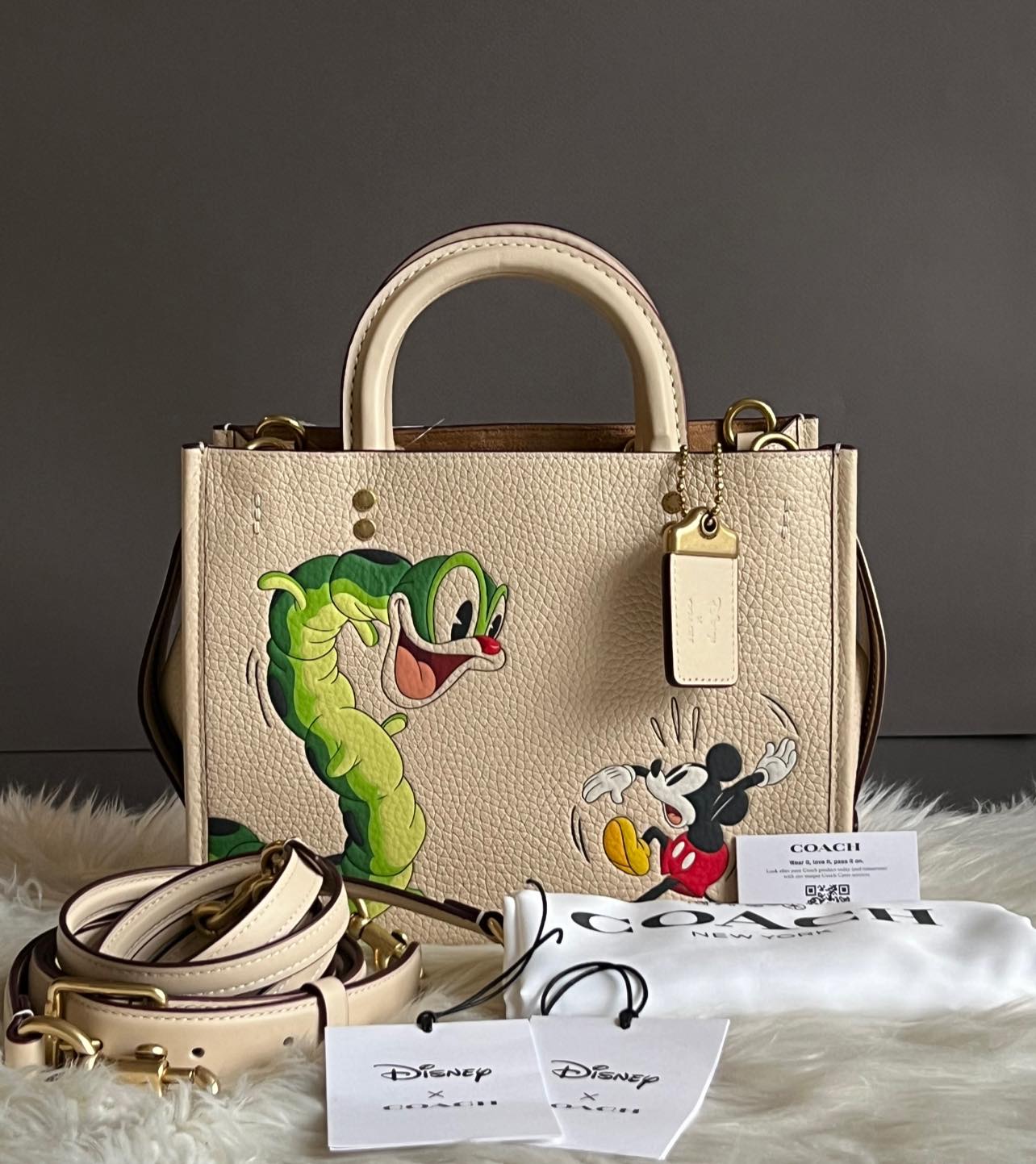 Disney X Coach Rogue 25 in Regenerative Leather with Mickey Mouse and Caterpillar