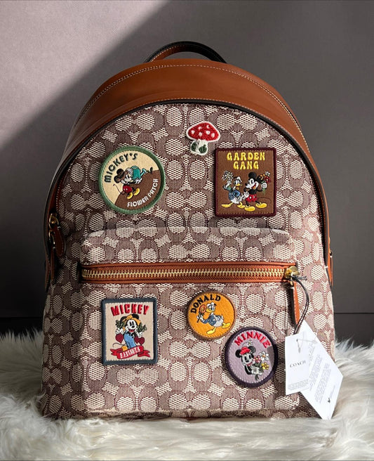 Disney X Coach Charter Backpack in Signature Textile Jacquard with Patches