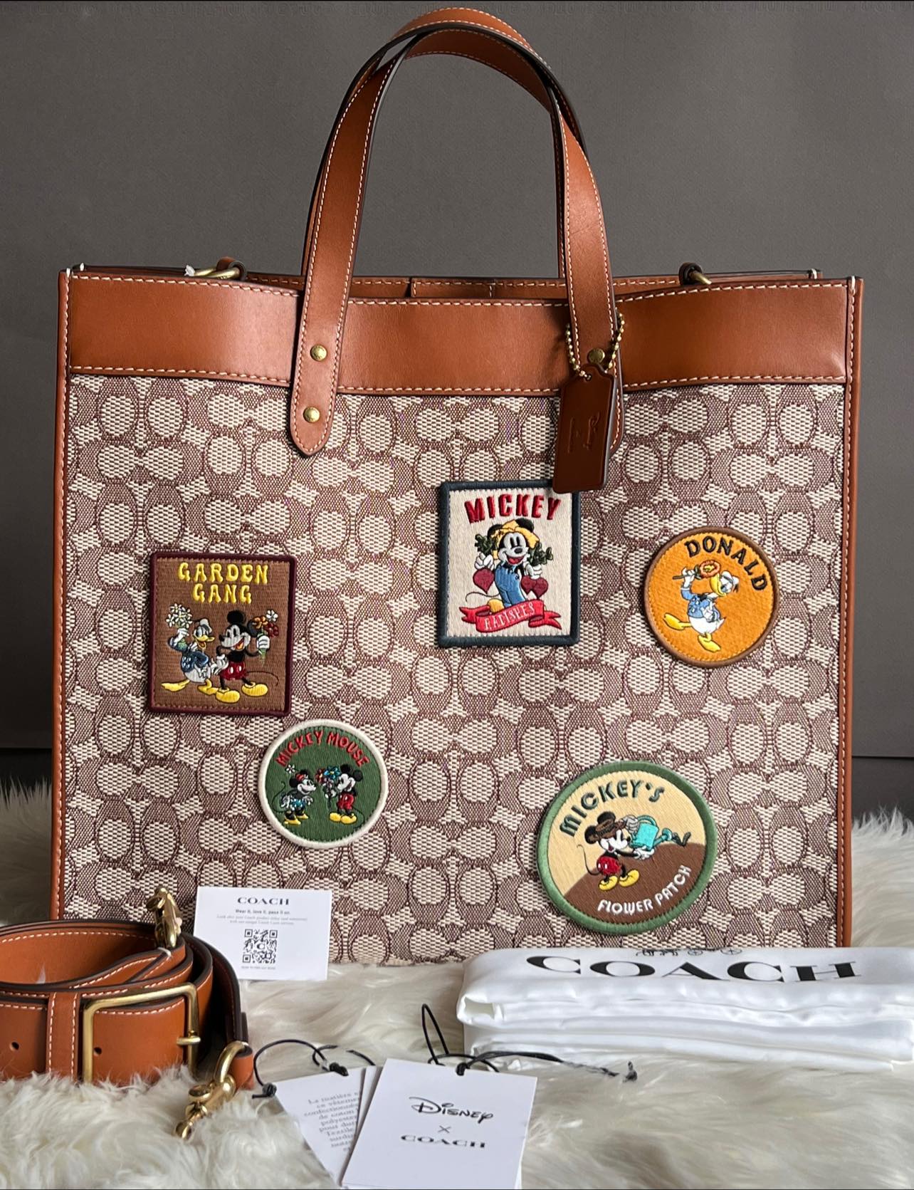 Disney X Coach Field Tote 40 in Signature Textile Jacquard with Patches