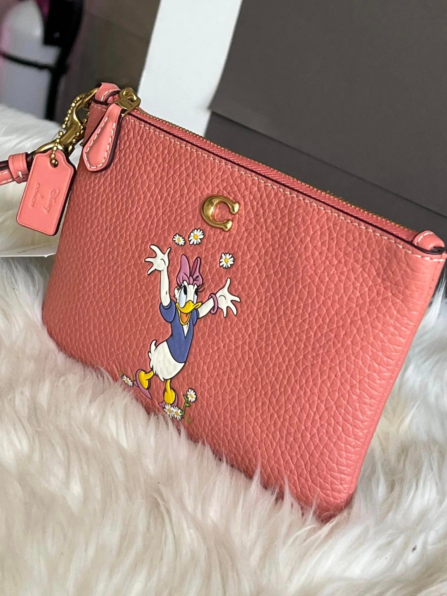 Disney X Coach Small Wristlet in Regenerative Leather with Daisy Duck