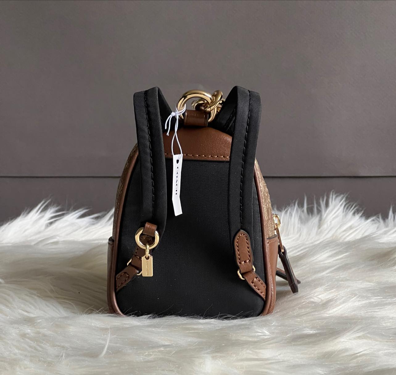 Coach Mini Court Backpack Bag Charm in Signature Canvas