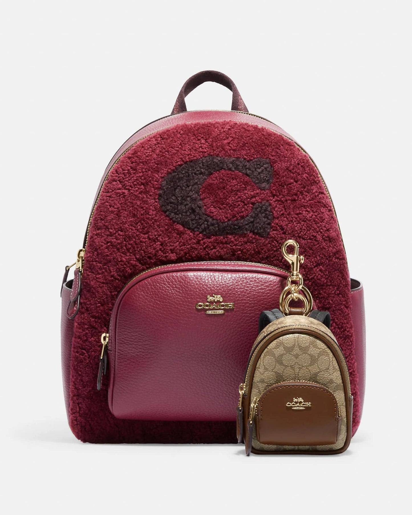 Coach Mini Court Backpack Bag Charm in Signature Canvas