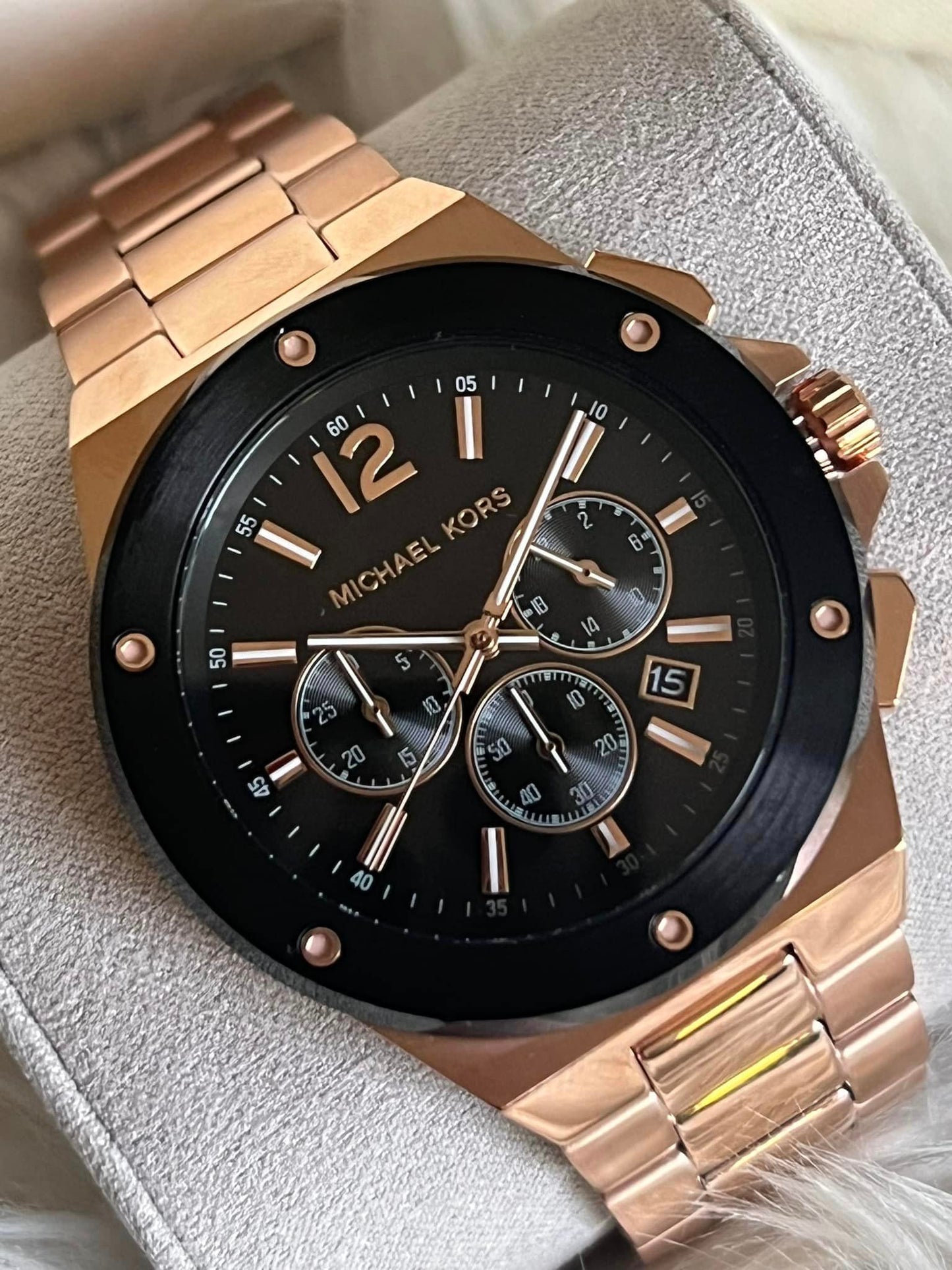 Michael Kors Men’s Lennox Chronograph Rose Gold-Tone Stainless Steel Watch