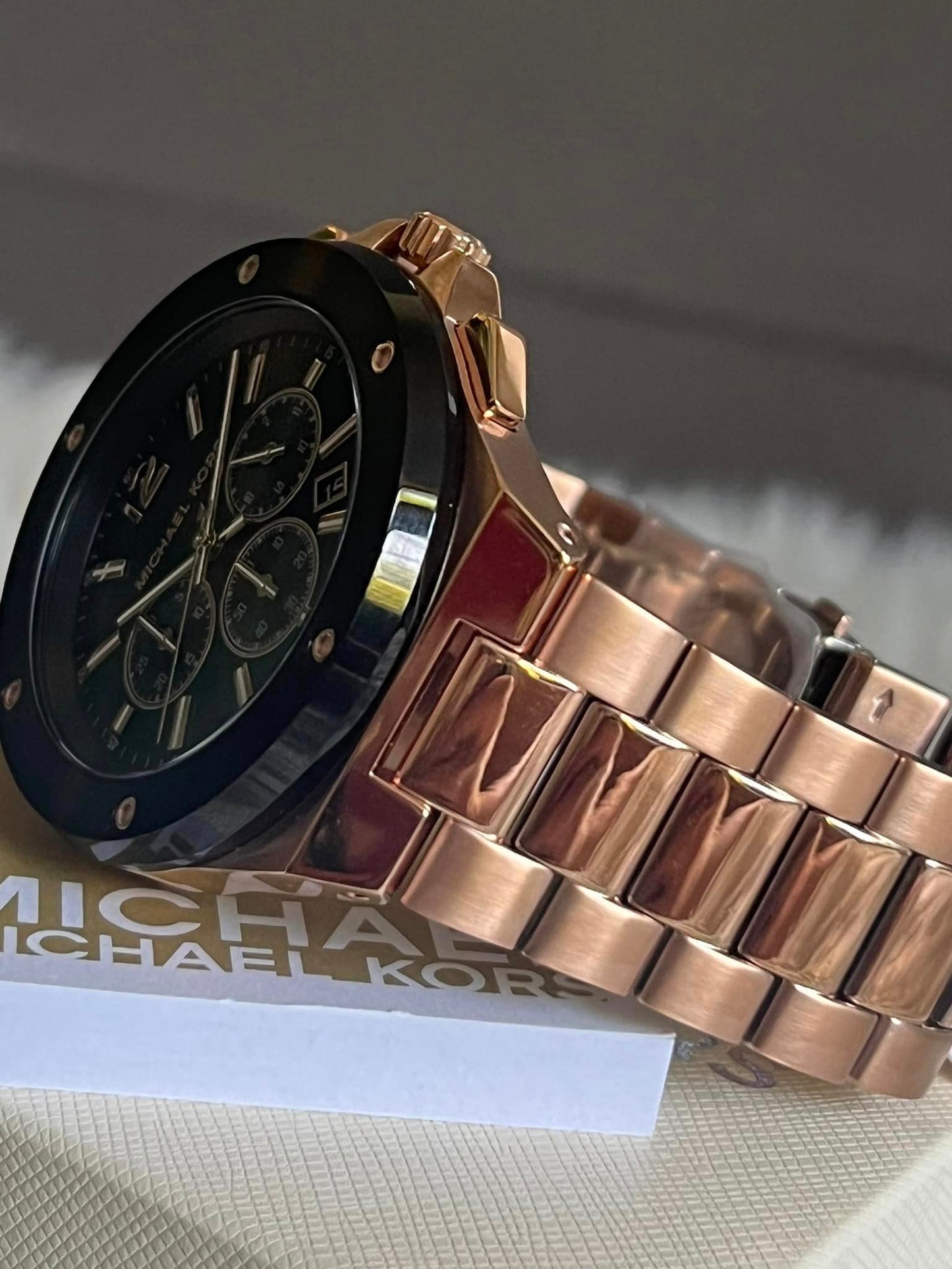 Michael Kors Men’s Lennox Chronograph Rose Gold-Tone Stainless Steel Watch