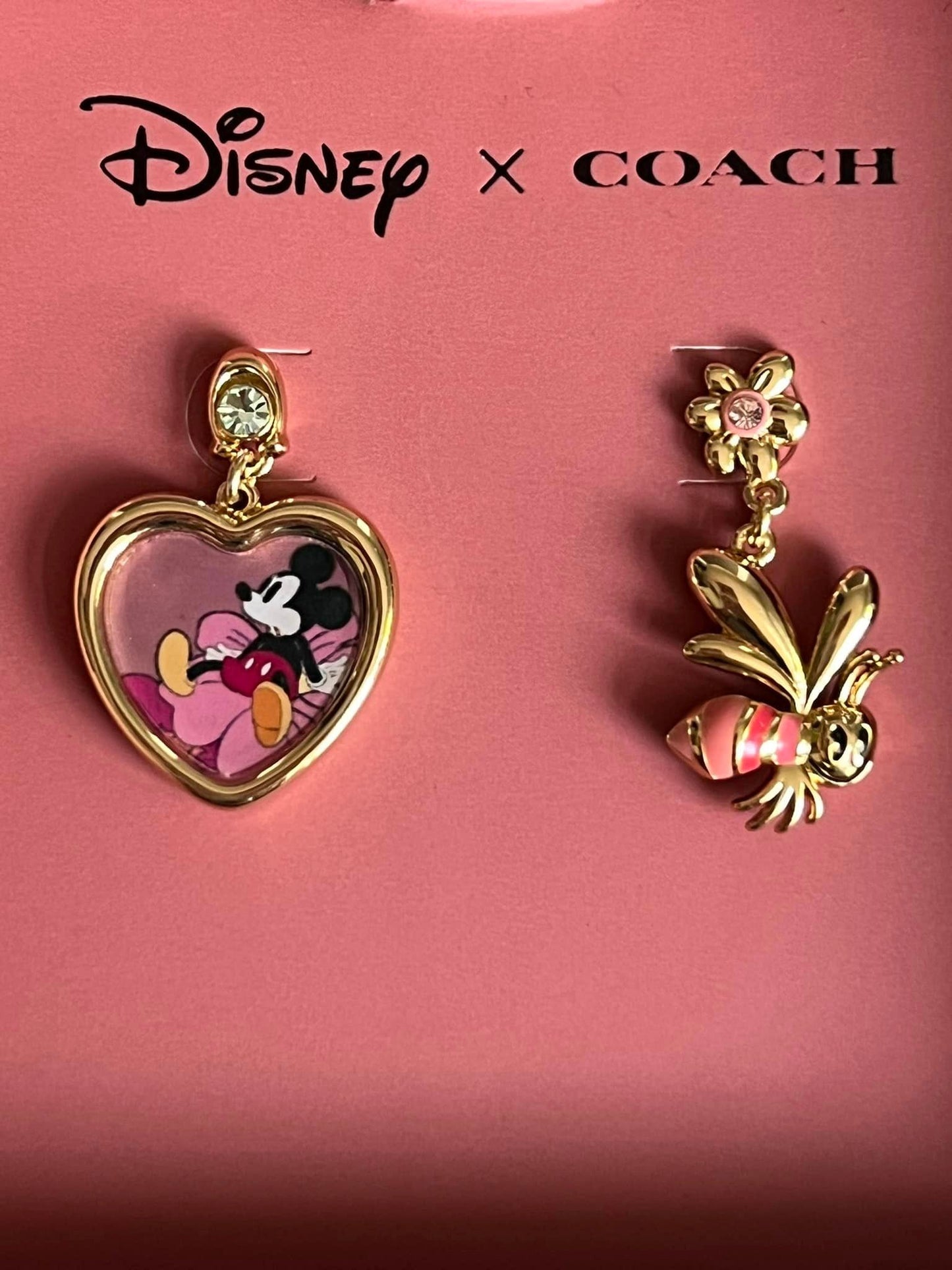 Disney X Coach Mickey Mouse and Flower Bee Mismatched Earrings