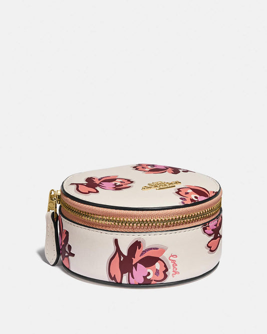 Coach Round Jewelry Case with Floral Print