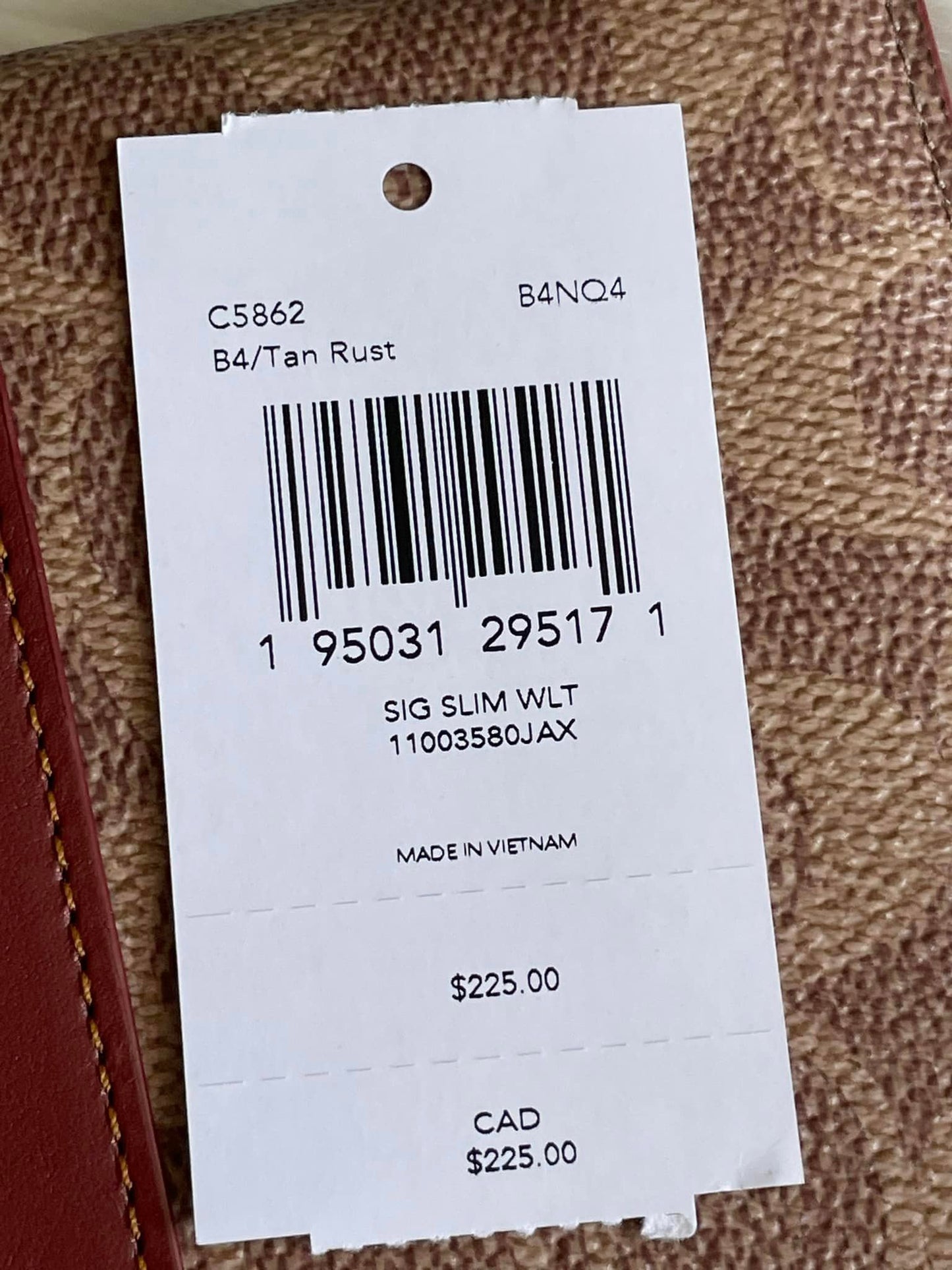 Coach Slim Wallet in Signature Canvas