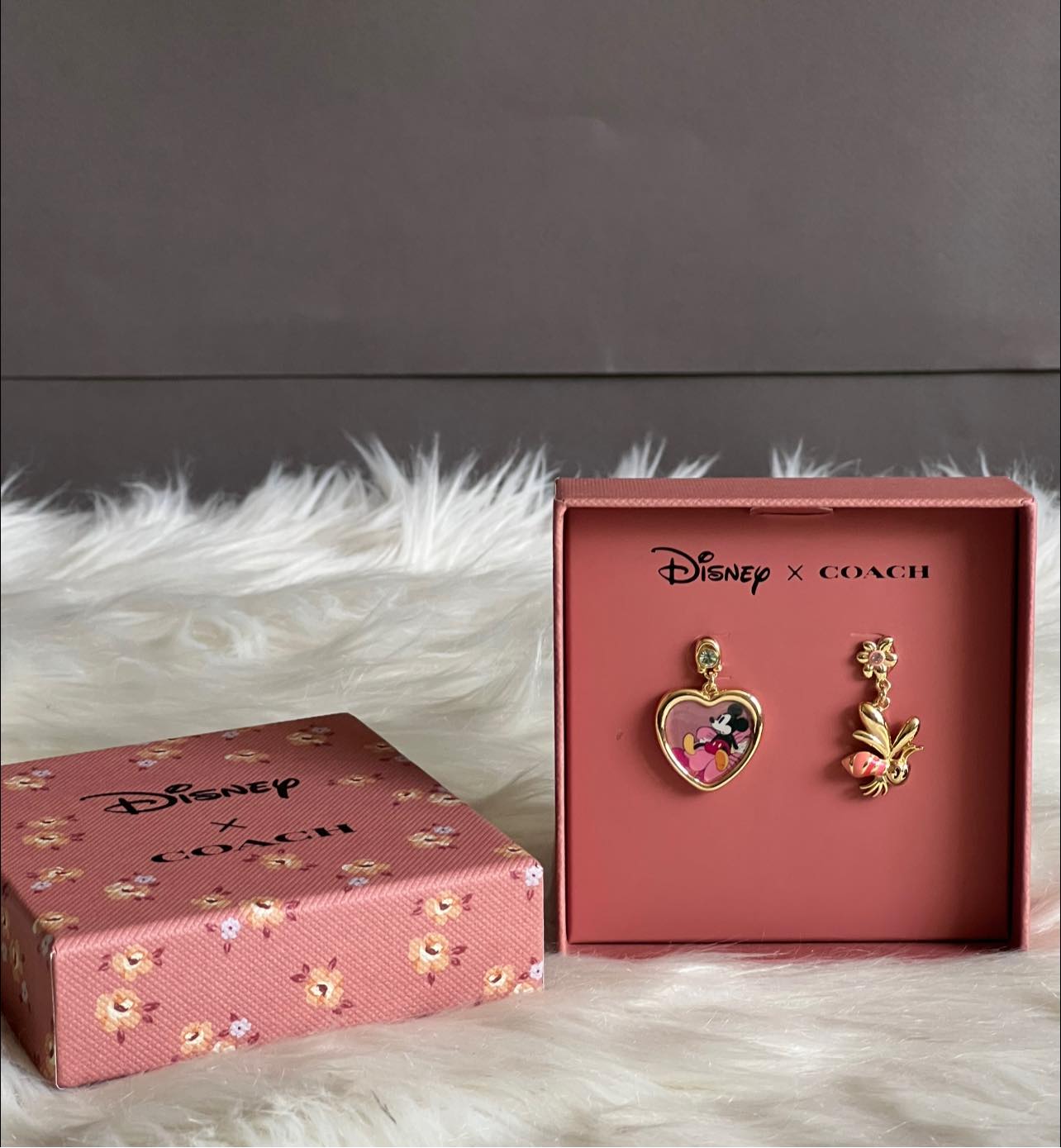 Disney X Coach Mickey Mouse and Flower Bee Mismatched Earrings