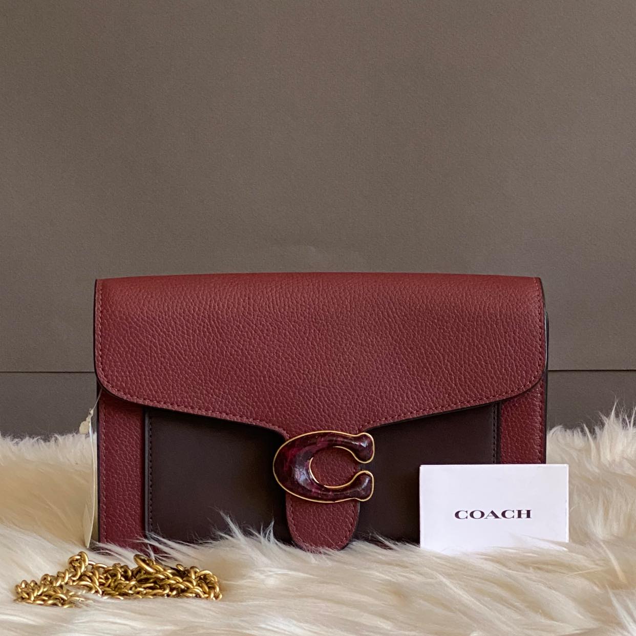 Coach Tabby Chain Clutch in Colorblock with Snakeskin Detail