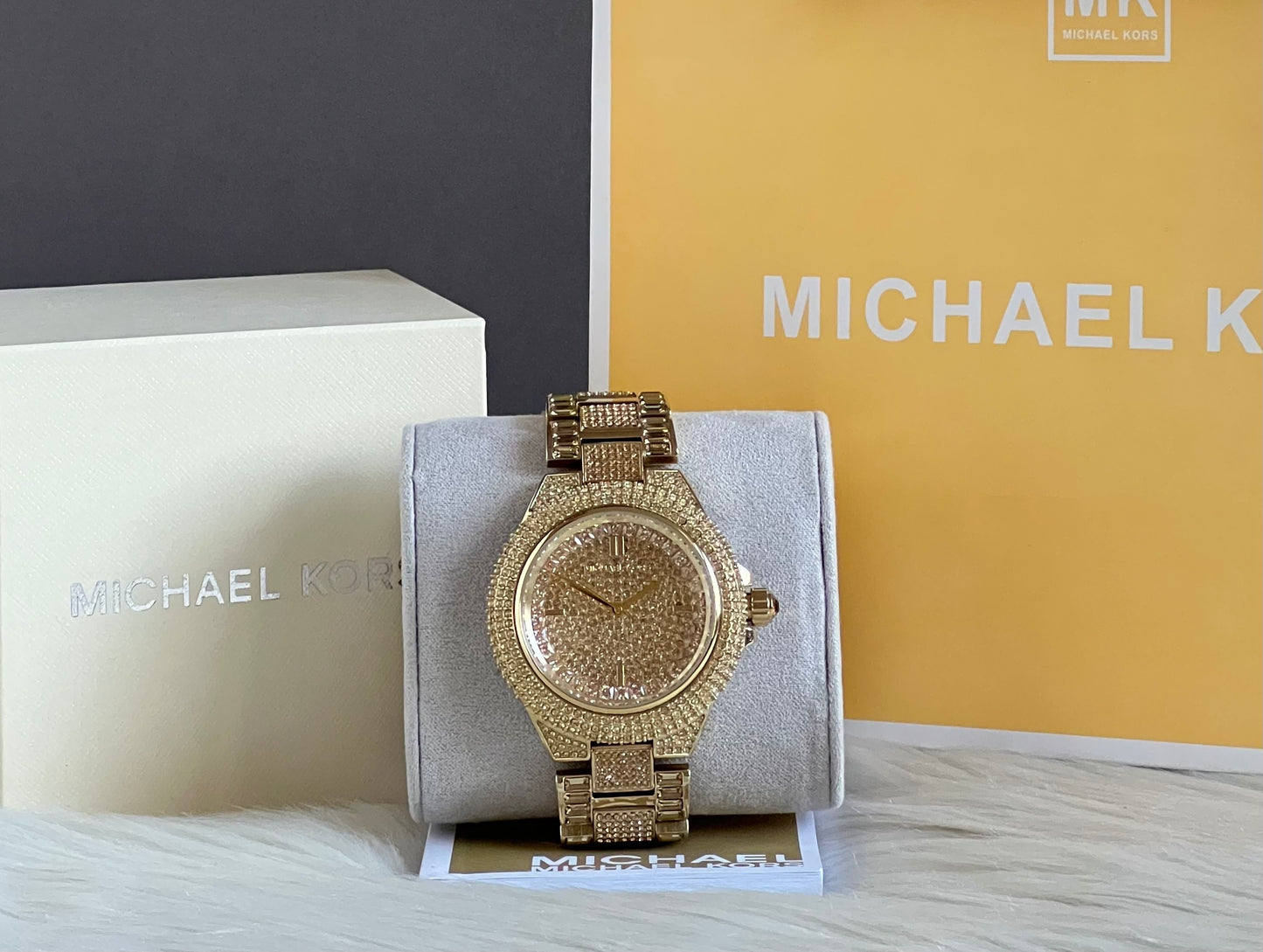 Michael Kors Women’s Oversized Camille Pavé Gold-Tone Watch