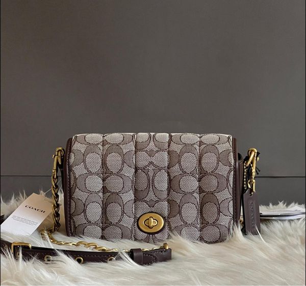 Coach Dinky 18 in Signature Jacquard with Quilting