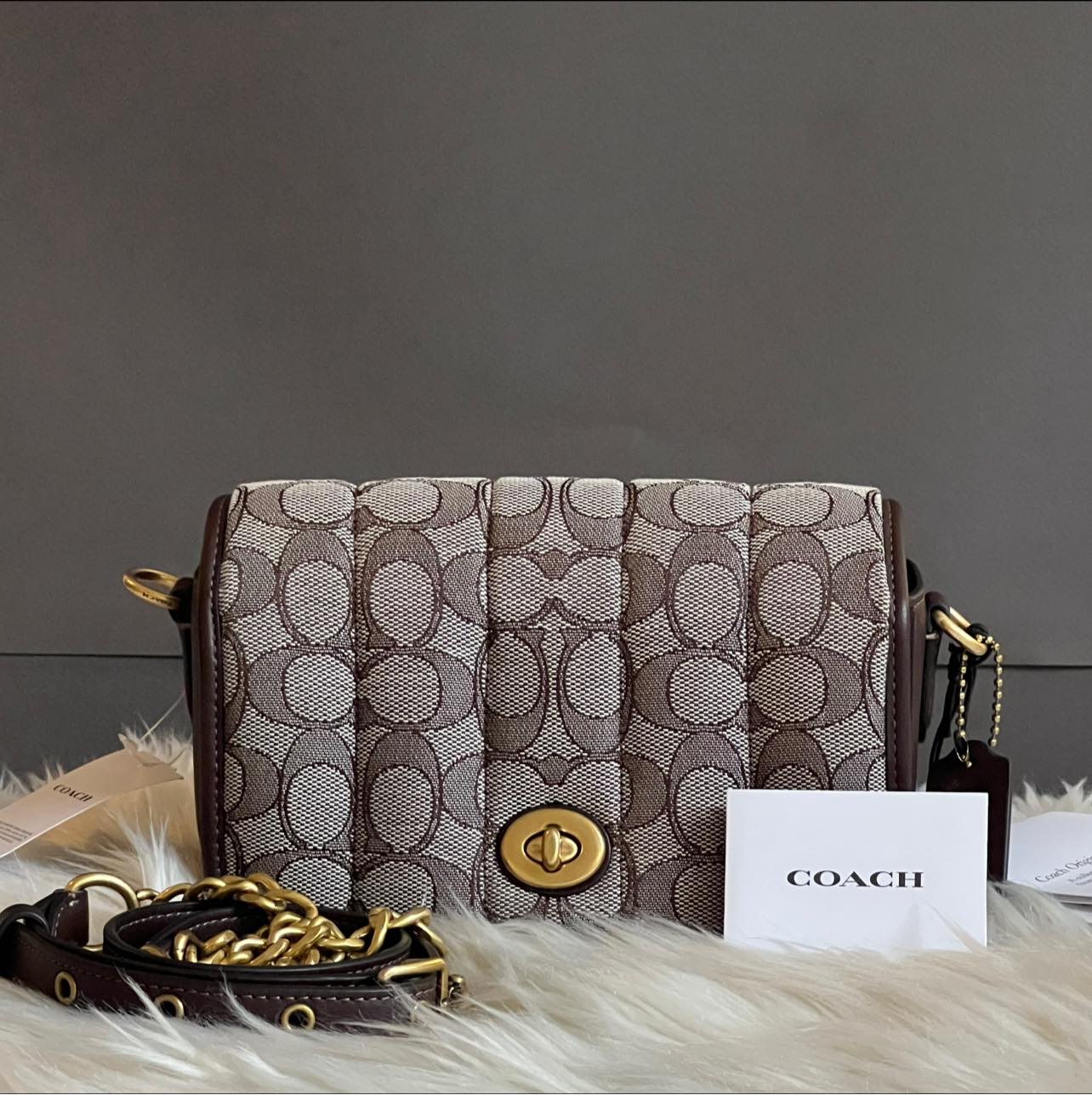 Coach Dinky 18 in Signature Jacquard with Quilting