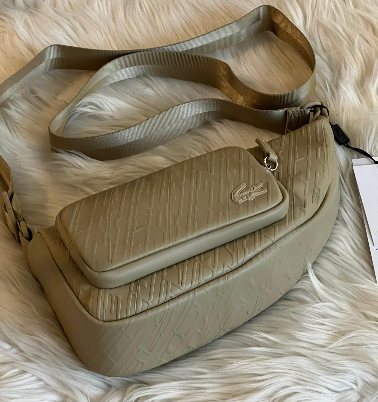 Lacoste Unisex Lacoste Logo Print Shoulder Bag