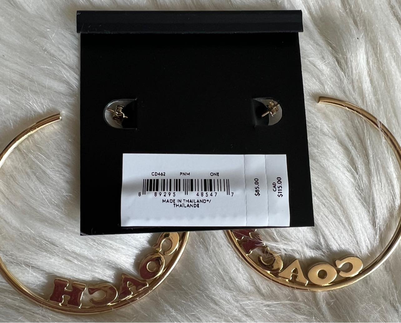 Coach Pave Coach Medium Hoop Earrings