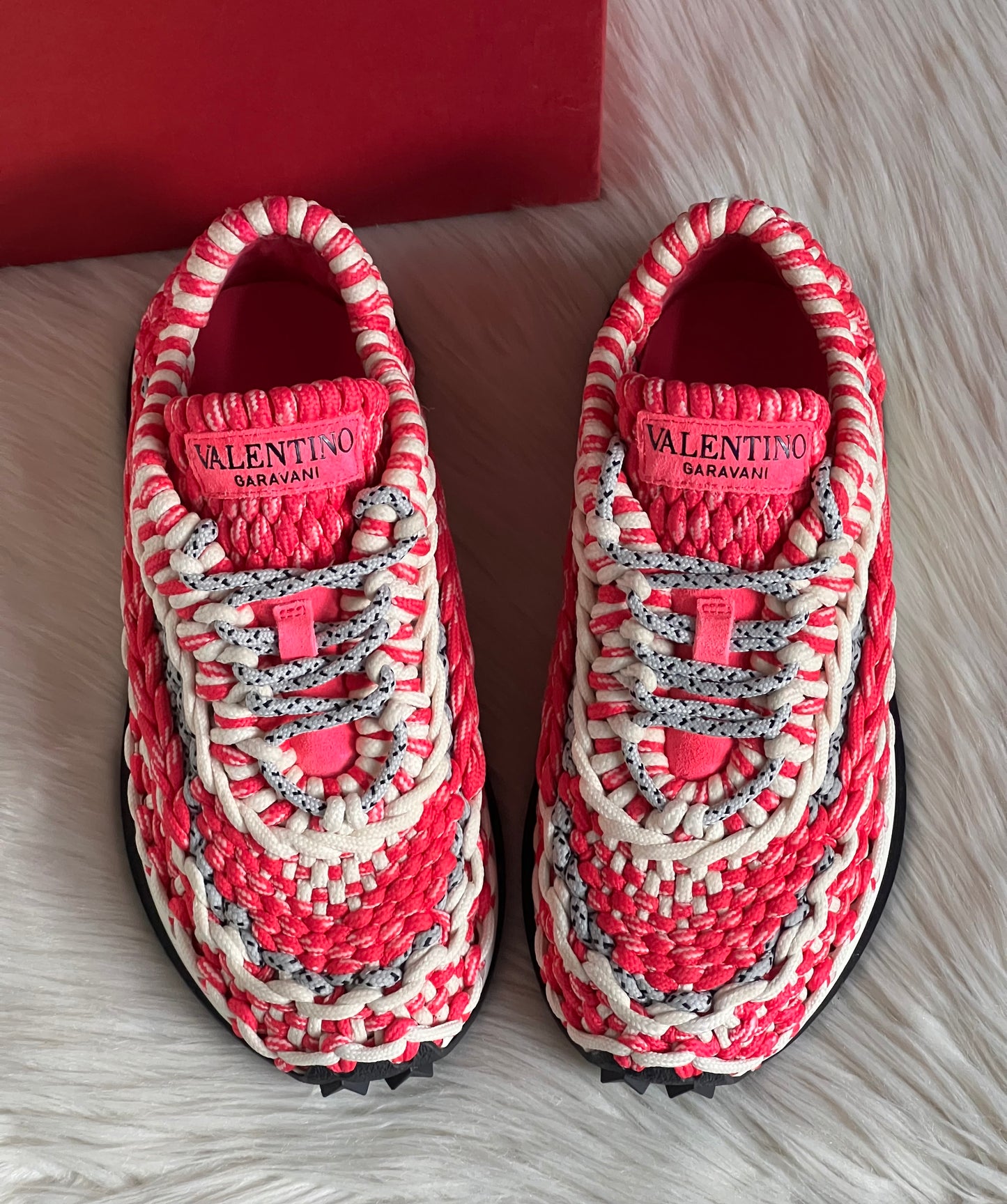 Valentino Garavani Knotted Macrame Crochet Sneakers