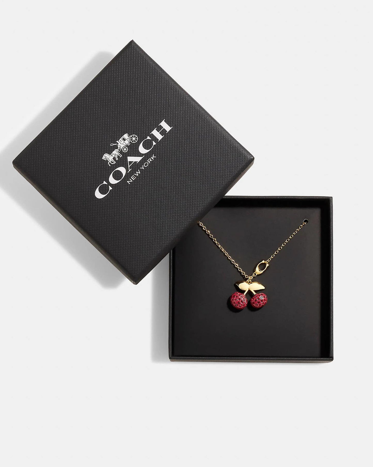 Coach Pave Cherry Pendant Necklace