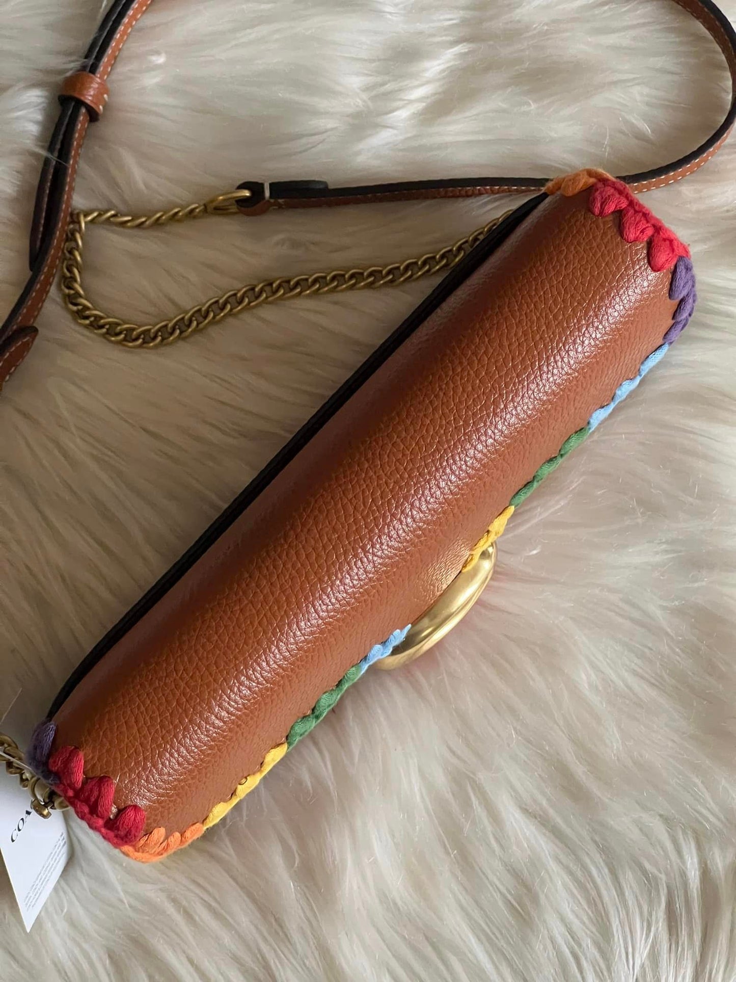 Coach Tabby Chain Clutch with Rainbow Crochet