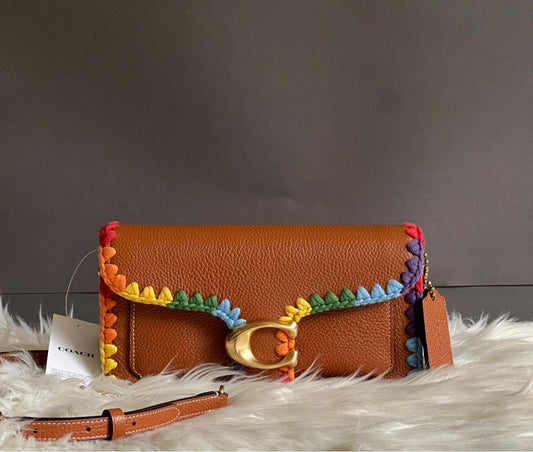 Coach Tabby Chain Clutch with Rainbow Crochet