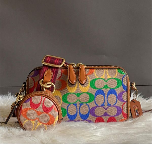 Coach Charter Slim Crossbody in Rainbow Signature Canvas