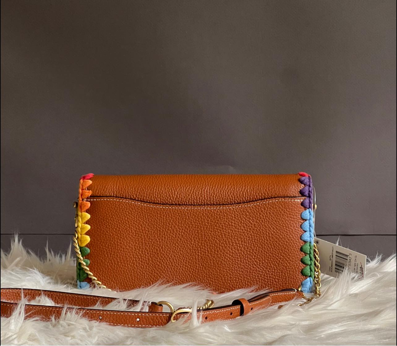 Coach Tabby Chain Clutch with Rainbow Crochet