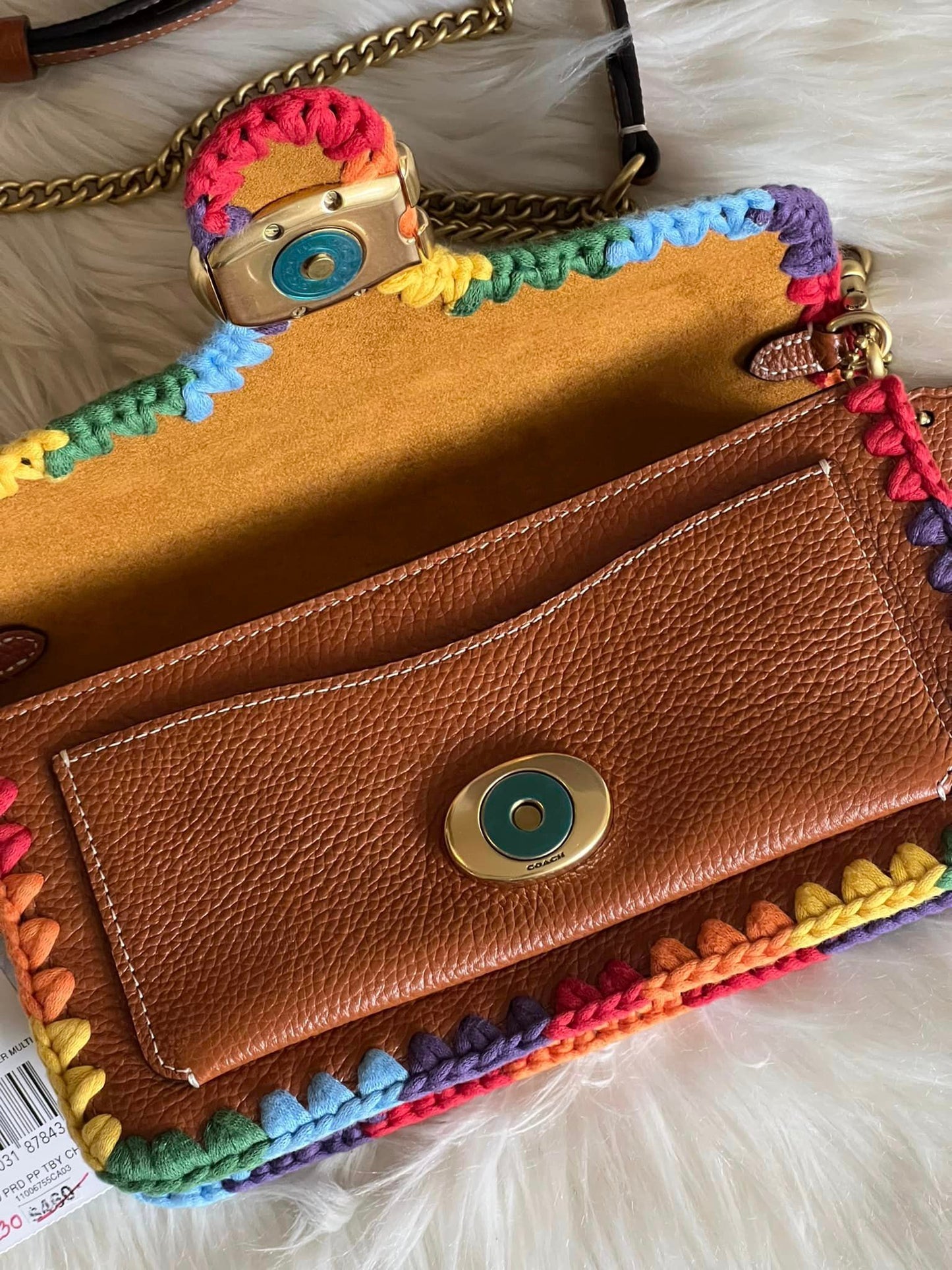 Coach Tabby Chain Clutch with Rainbow Crochet