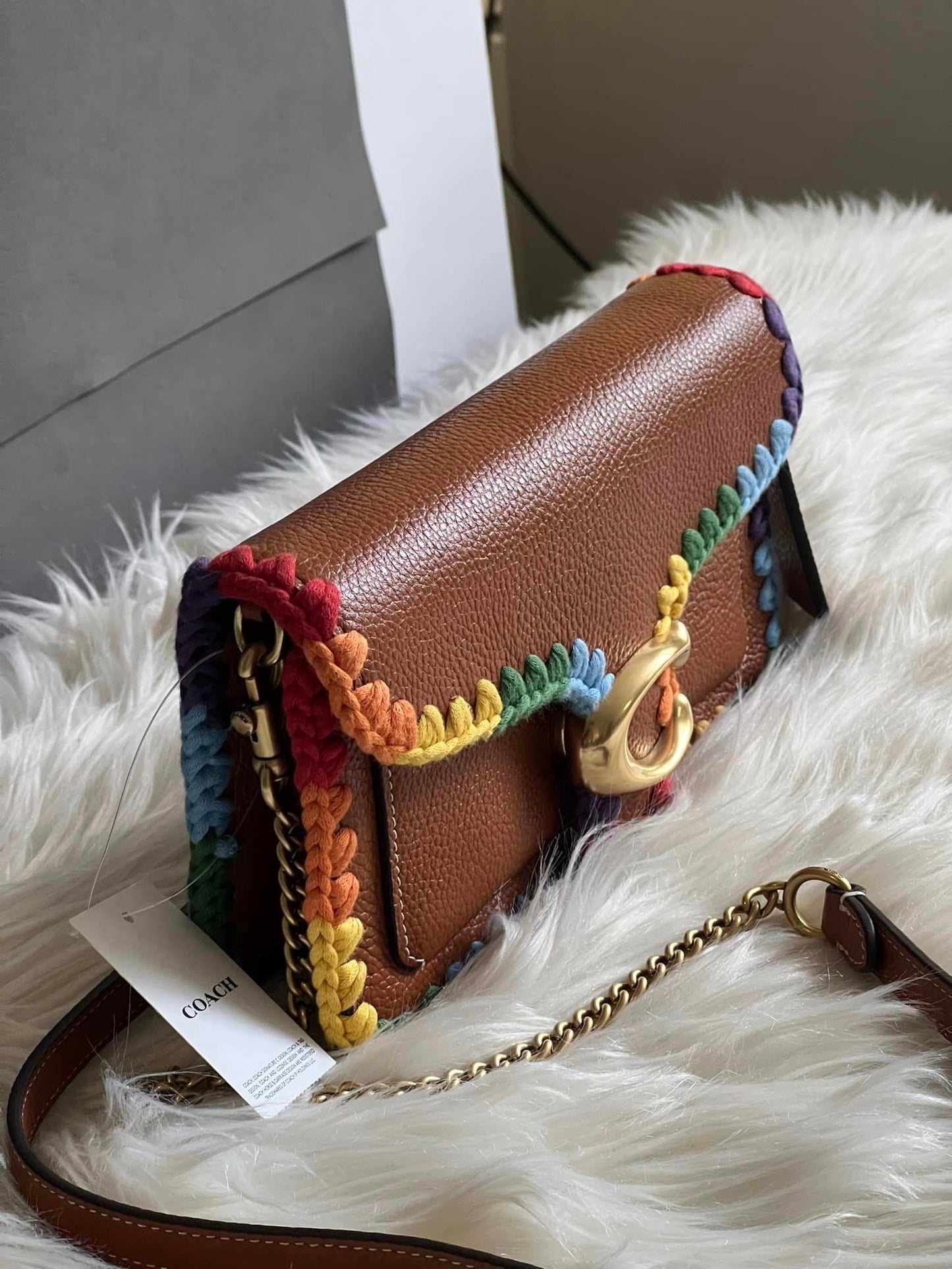 Coach Tabby Chain Clutch with Rainbow Crochet