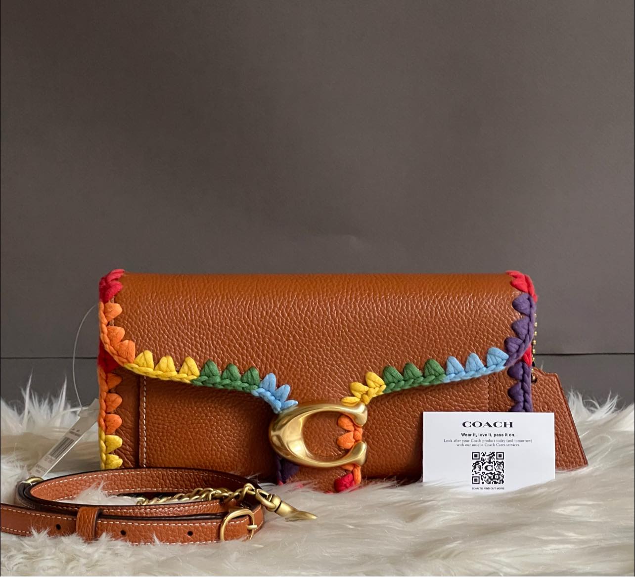 Coach Tabby Chain Clutch with Rainbow Crochet