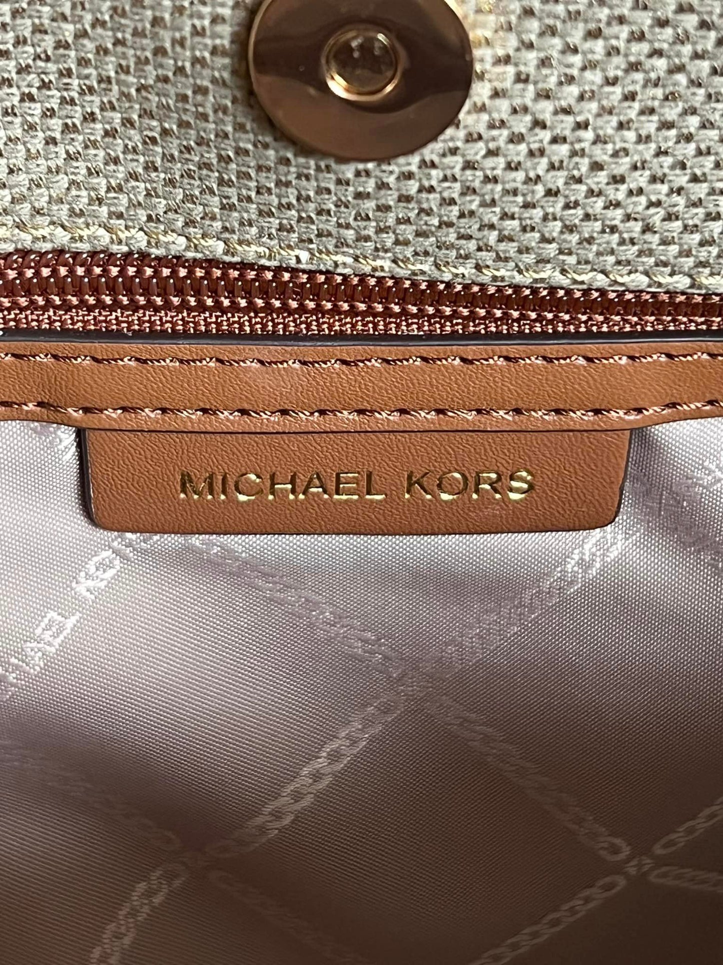 Michael Kors Talia Small Metallic Cotton Canvas Tote Bag