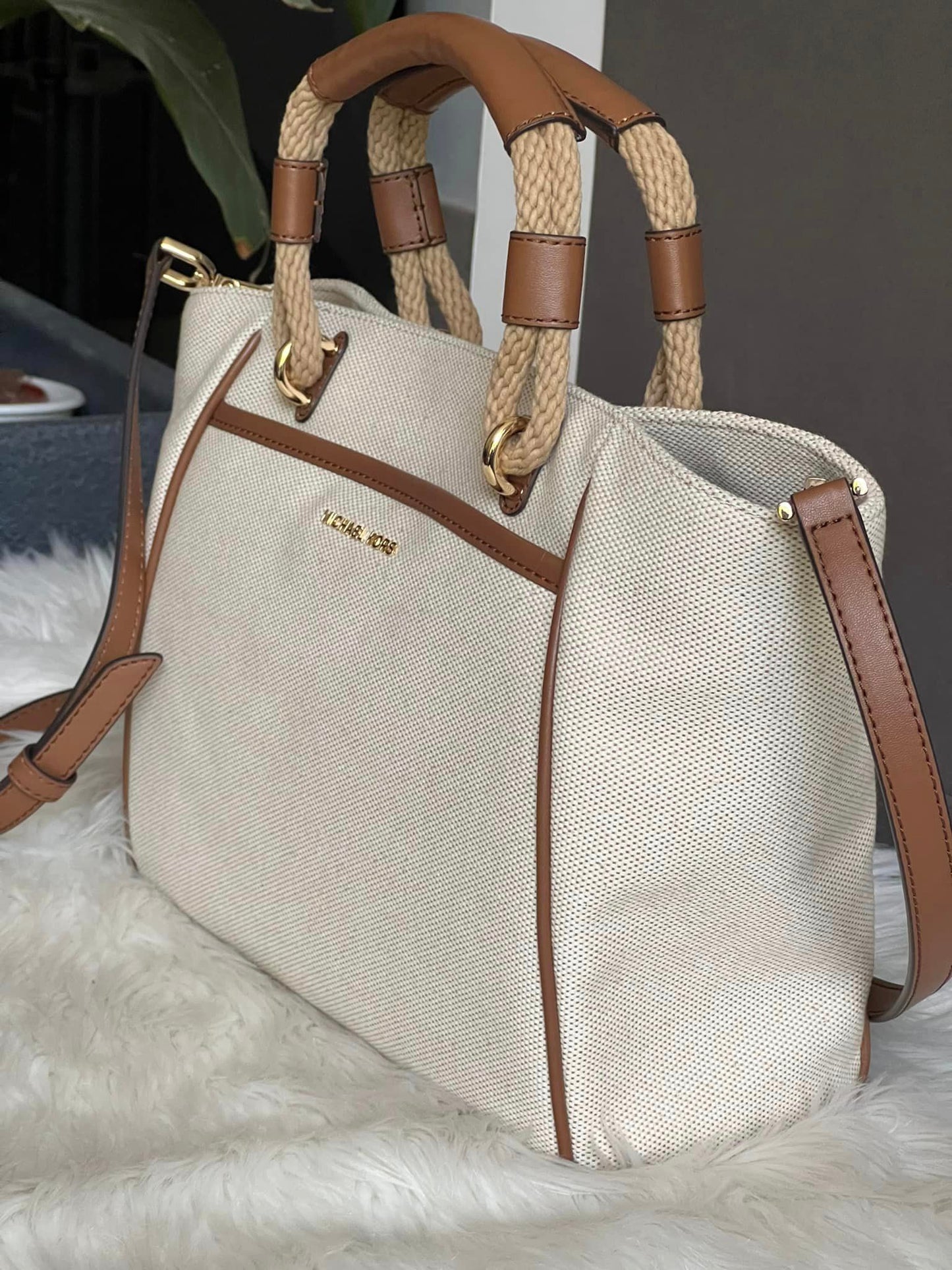 Michael Kors Talia Small Cotton Canvas Tote Bag