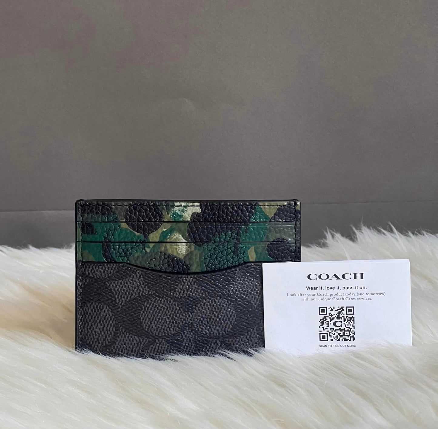 Coach Card Case In Signature Canvas With Camo Print