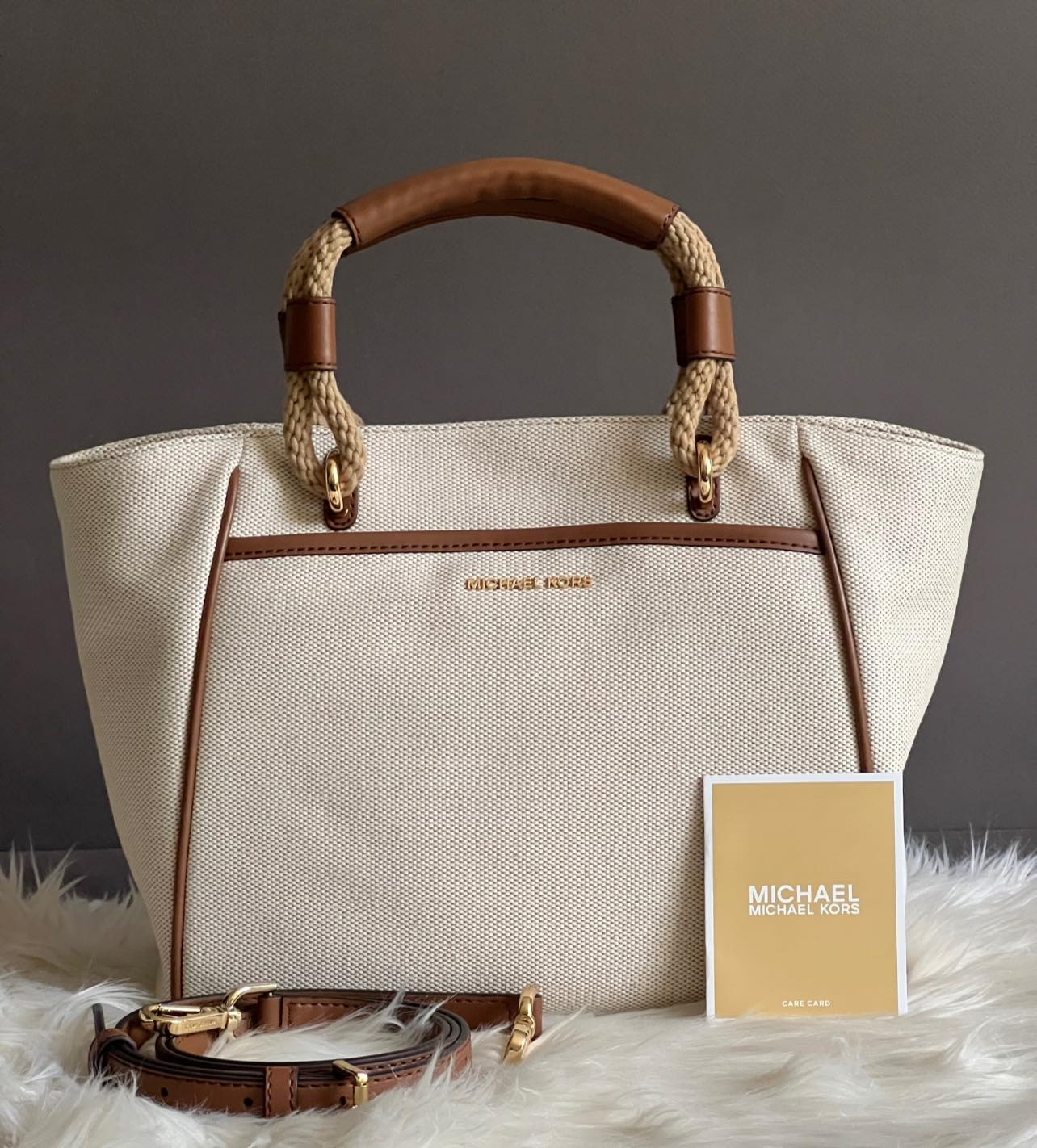 Michael Kors Talia Small Cotton Canvas Tote Bag