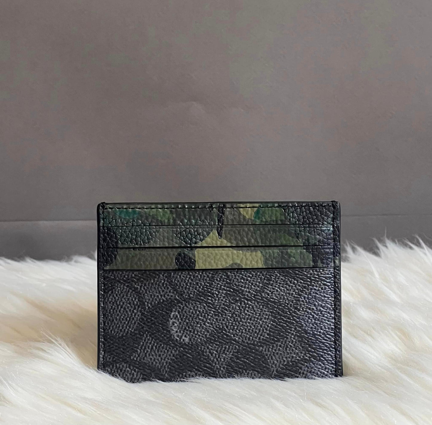 Coach Card Case In Signature Canvas With Camo Print