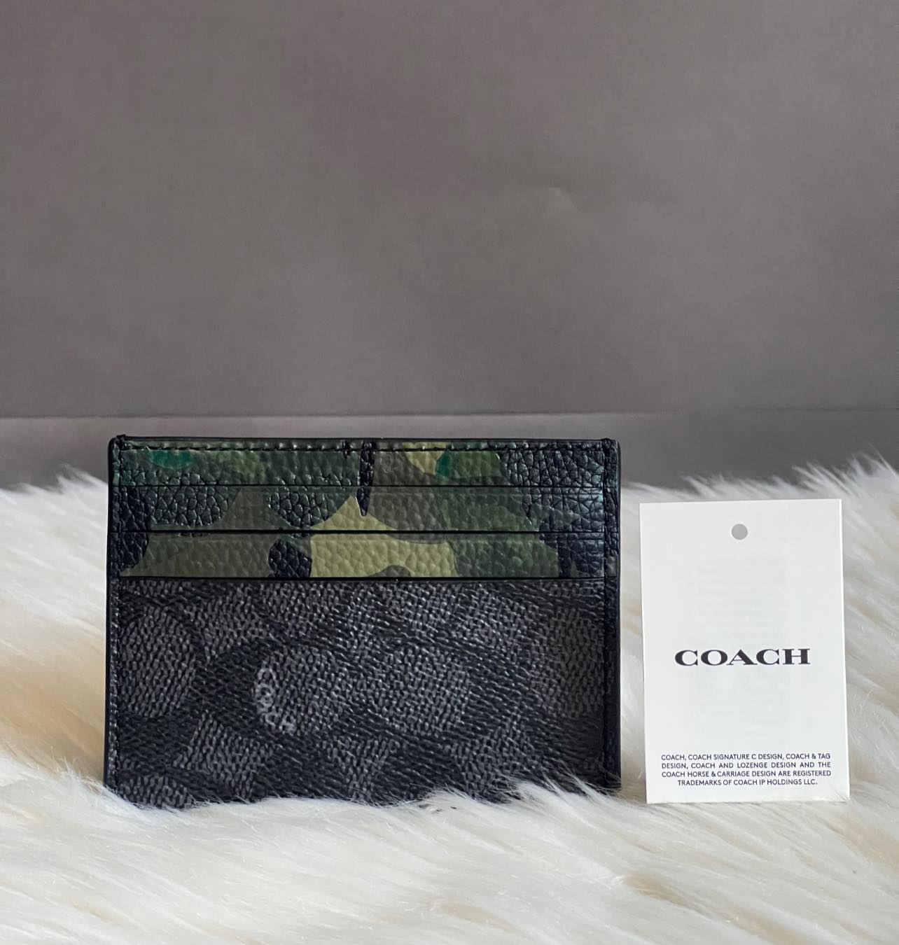 Coach Card Case In Signature Canvas With Camo Print