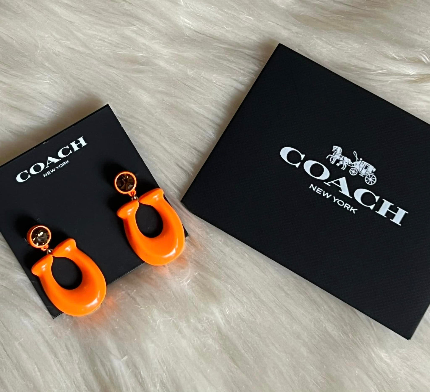 Coach Large Signature Enamel Earrings