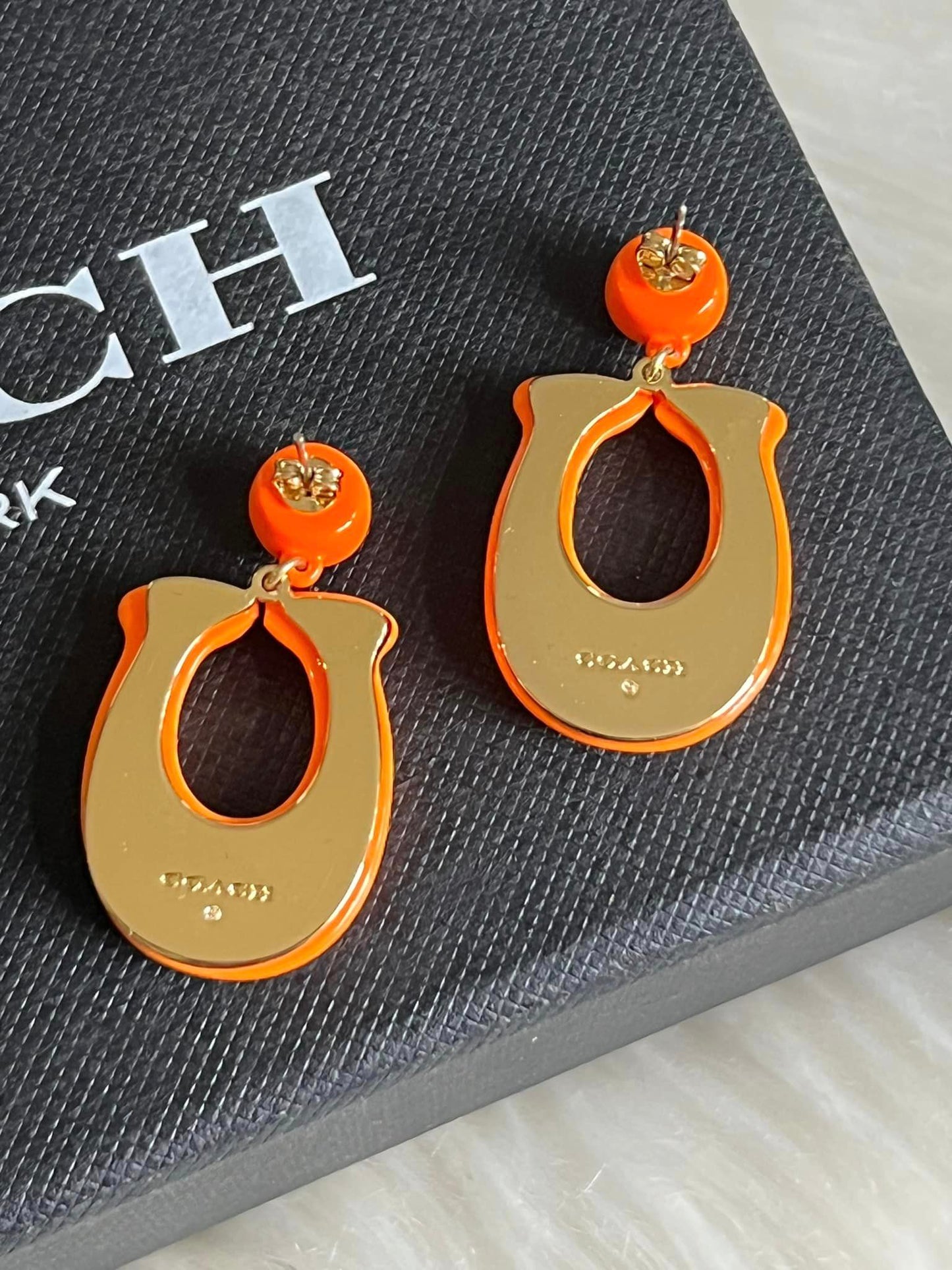 Coach Large Signature Enamel Earrings