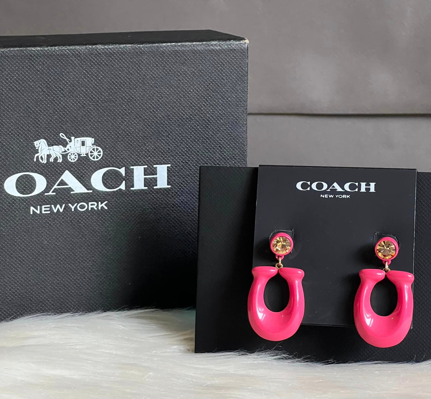 Coach Large Signature Enamel Earrings