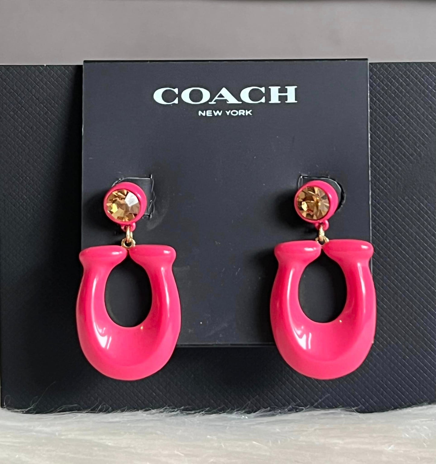 Coach Large Signature Enamel Earrings