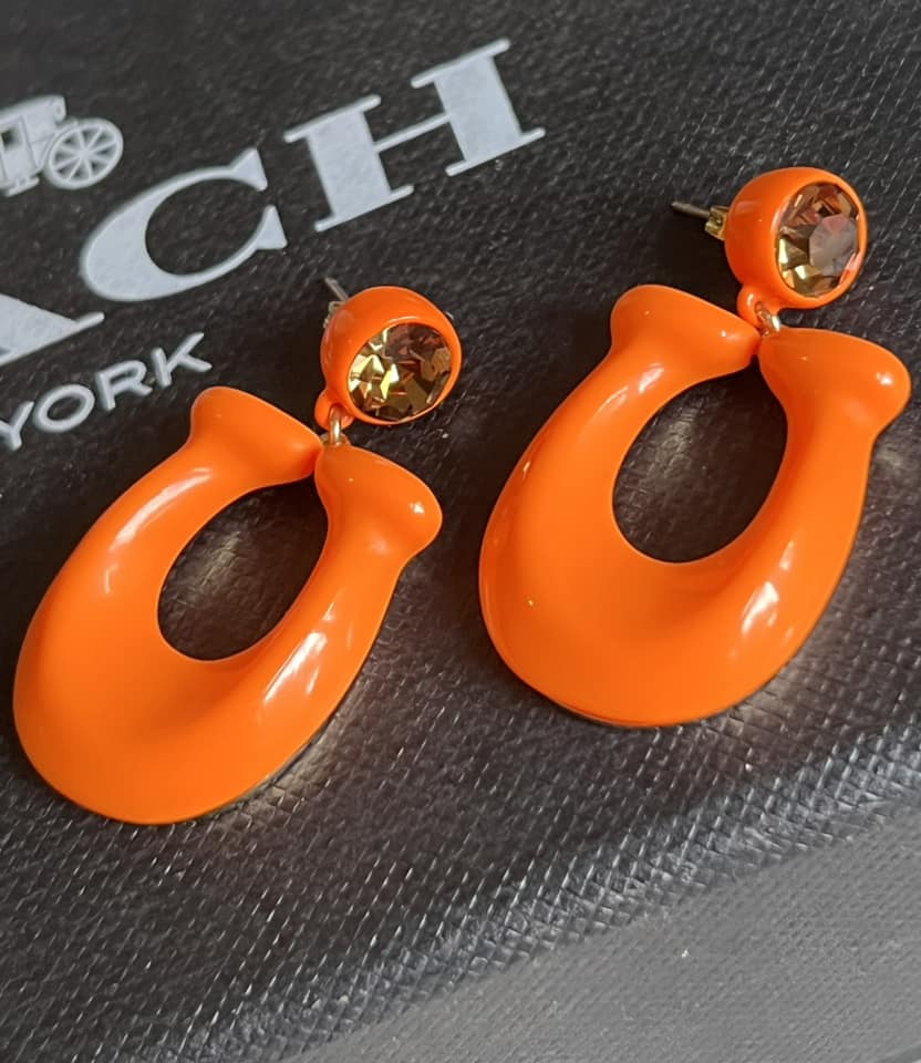 Coach Large Signature Enamel Earrings