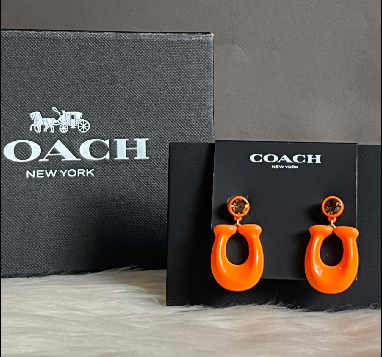 Coach Large Signature Enamel Earrings