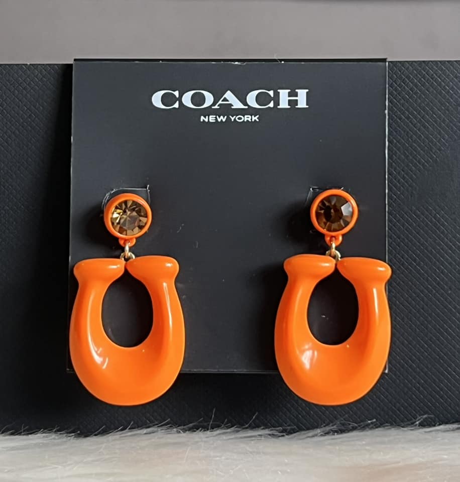 Coach Large Signature Enamel Earrings