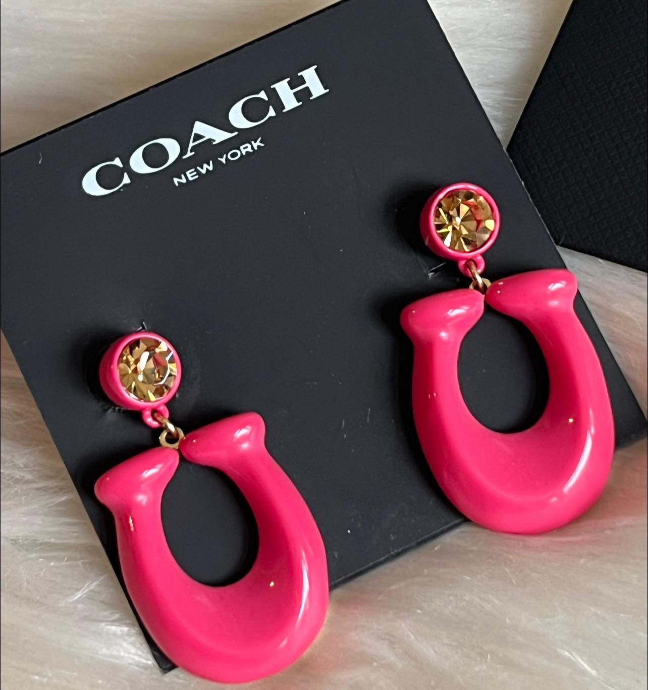 Coach Large Signature Enamel Earrings