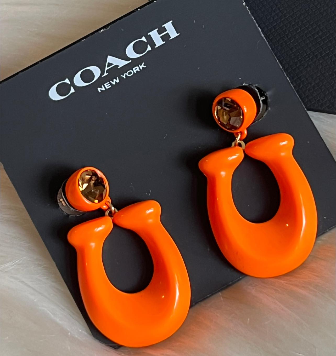 Coach Large Signature Enamel Earrings