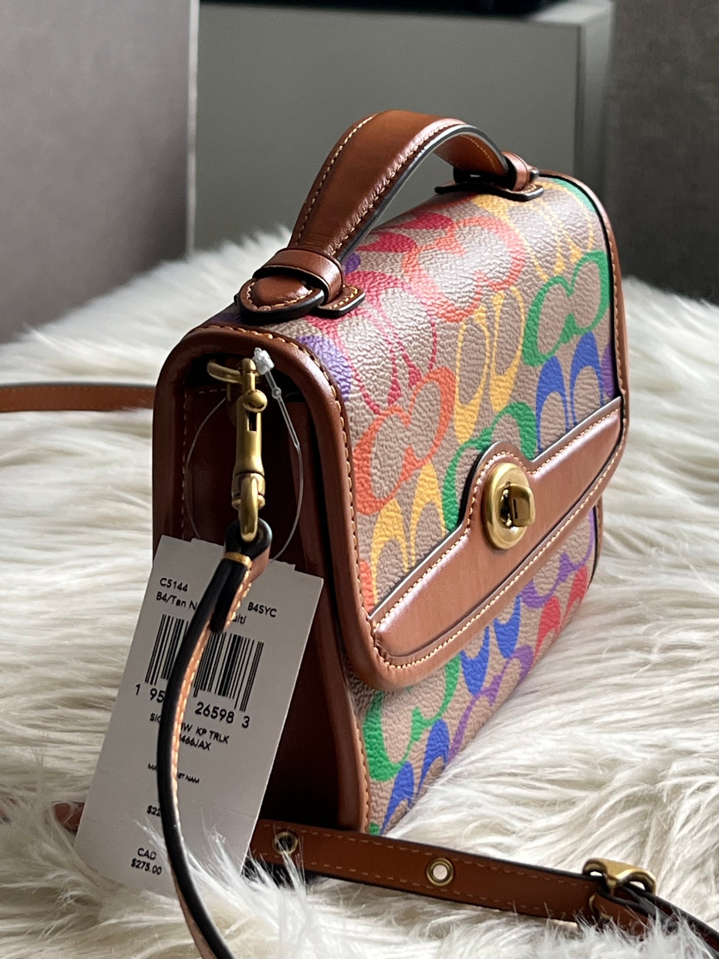 Coach Kip Turnlock Crossbody in Rainbow Signature Canvas