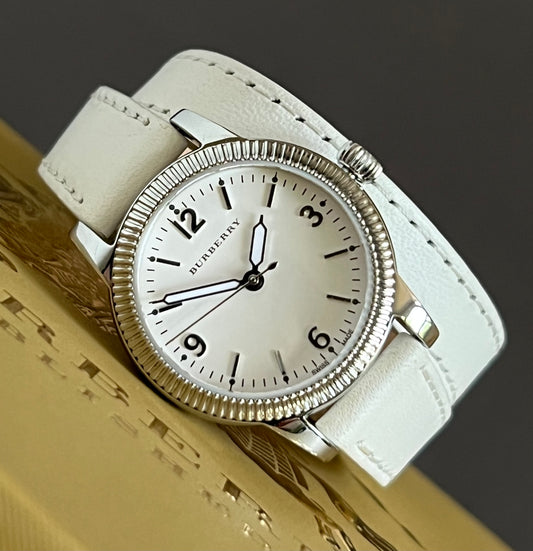 Burberry Women’s Utilitarian White Dial Tan Leather Watch