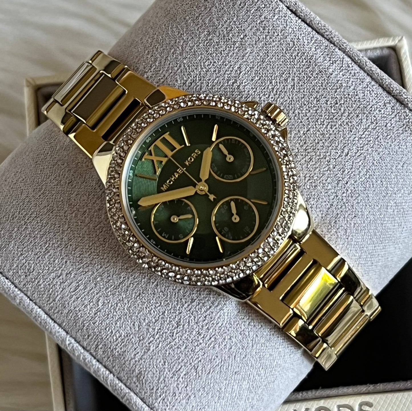 Michael Kors Women’s Camille Quartz Gold-Tone Green Dial Watch