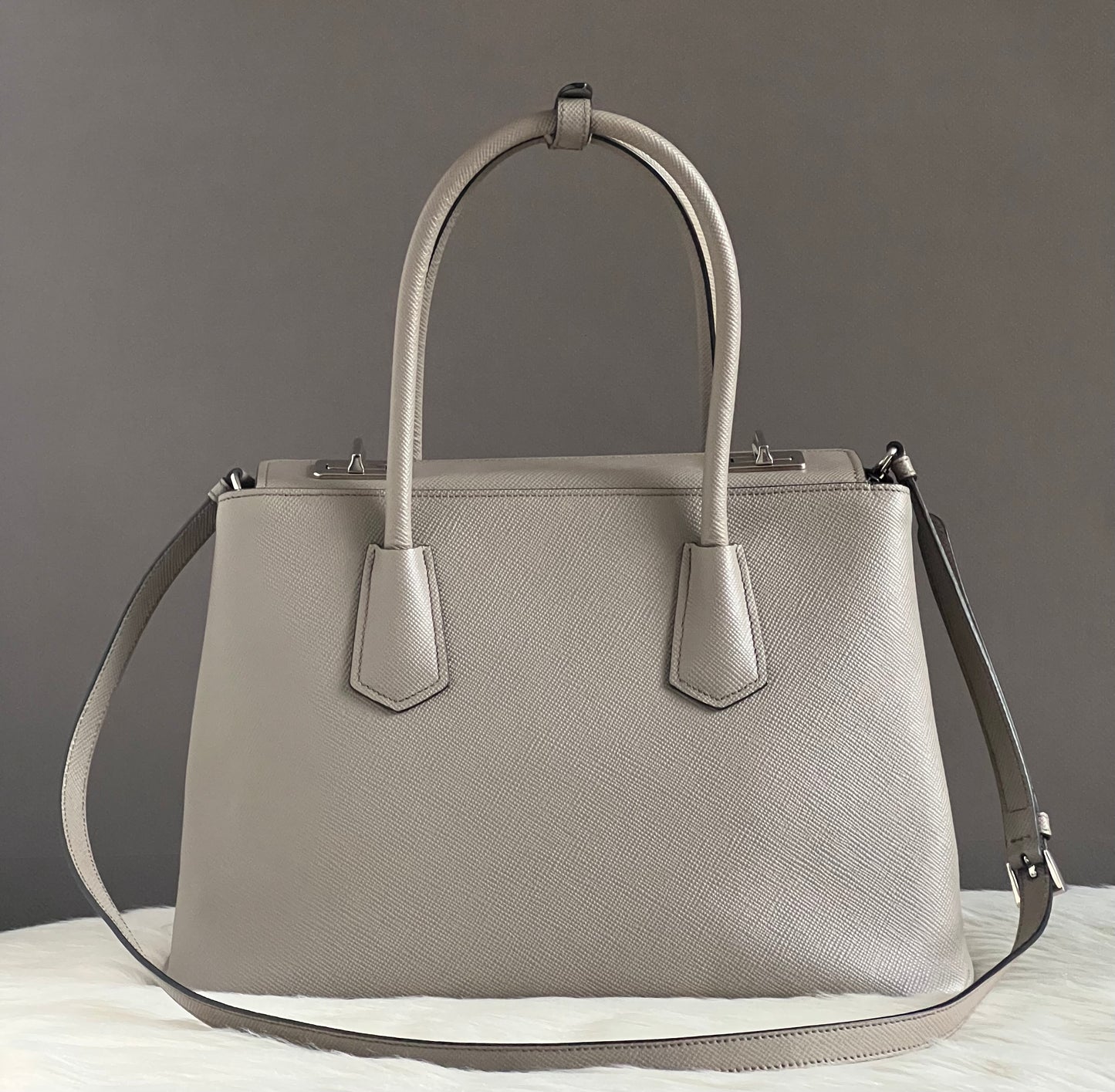 Prada Saffiano Cuir Turn-Lock Twin Satche