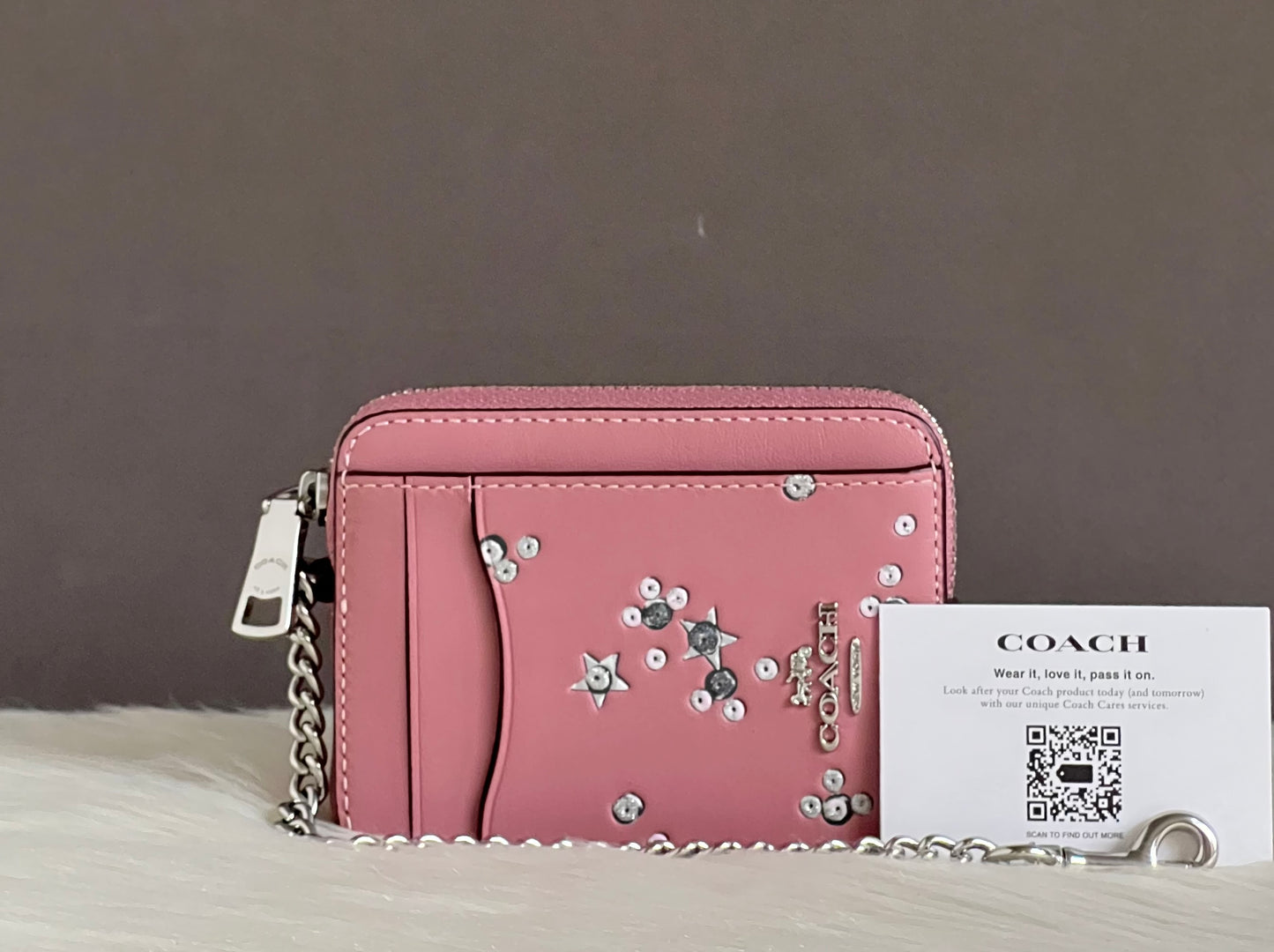Coach Zip Card Case In Star Print
