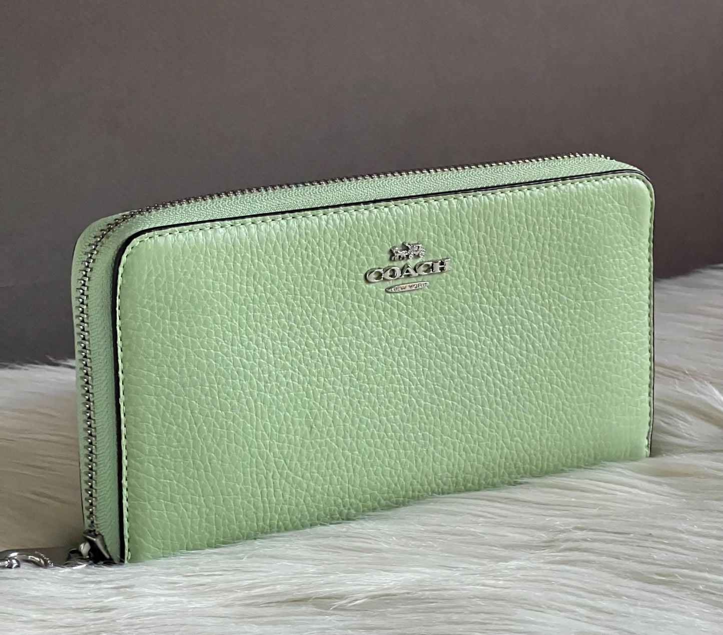 Coach Pebble Leather Zip Around Wallet