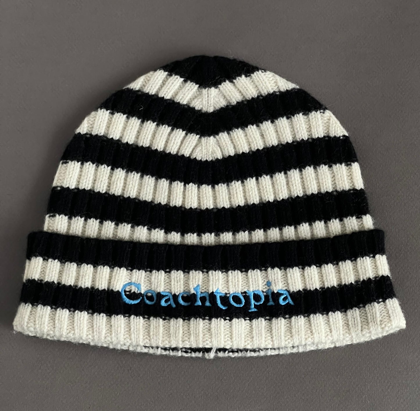 Coach Beanie with Stripe Pattern